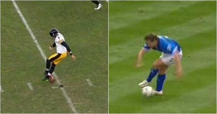 This is why you should never try a rabona in the NFL