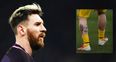 Lionel Messi appears to have coloured in his leg tattoo with a permanent marker