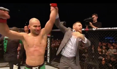 Watch as Conor McGregor storms the Octagon to celebrate Artem Lobov’s UFC Belfast win