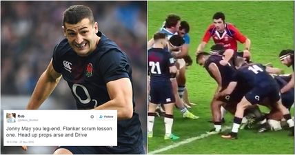 England winger Jonny May’s attempts at scrummaging are a sensation