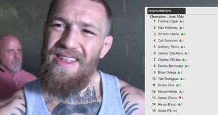 Conor McGregor has been removed from the UFC featherweight rankings entirely