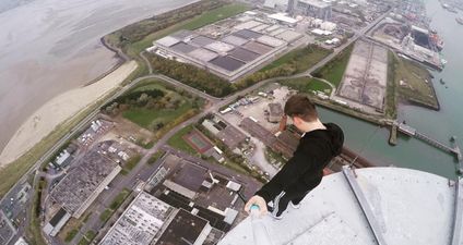 Incredible and terrifying footage of man climbing Dublin’s Poolbeg Chimneys