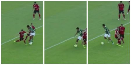 Watch this Brazilian player pull off the most casual nutmeg ever