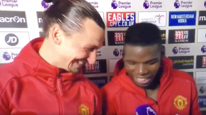 Zlatan Ibrahimovic gives a very Zlatan response when asked to present Paul Pogba the MOTM award