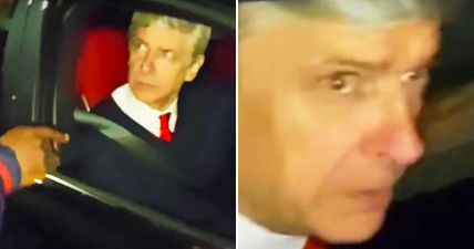 Arsene Wenger looks mildly terrified when confronted by the madness of Arsenal Fan TV