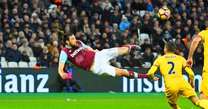 Everyone is left stunned after Andy Carroll scores a scissor-kick volley Pele would be proud of