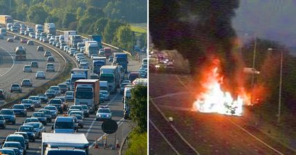 Breaking: Commuters warned of motorway chaos as huge fire closes down M25