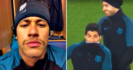 Neymar’s Barcelona teammates clearly find his new moustache hilarious