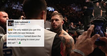 An unfortunate typo made Cody Garbrandt’s tweet a lot less threatening