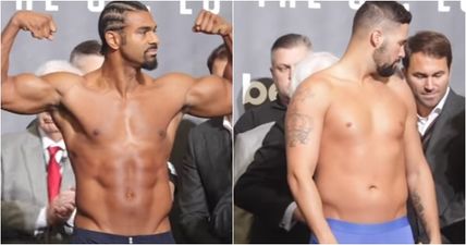 Tony Bellew’s physique mocked by David Haye after both men weigh in