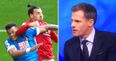 Jamie Carragher has a very surprising reaction to Zlatan’s unpunished elbow