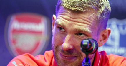 Per Mertesacker laughed at EXACTLY the wrong time in Monday’s press conference