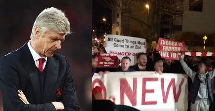 Watch Arsenal fans stage Wenger Out protest ahead of Bayern game