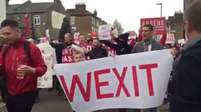 This ‘Wexit’ banner from Arsenal fans is why we can’t have nice things