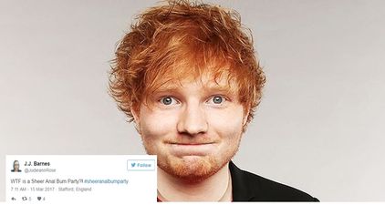 Very dirty minded people have spotted something rude about Ed Sheeran’s latest hashtag