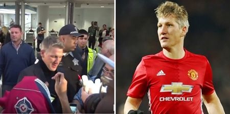 Bastian Schweinsteiger was absolutely mobbed when he arrived in Chicago