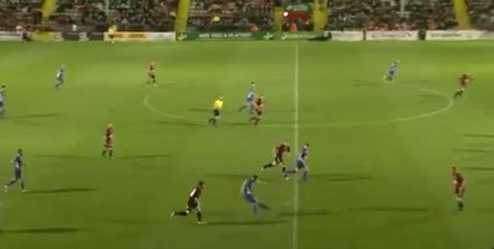 You won’t see a better goal all weekend than this effort from beyond the halfway line