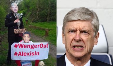 The #WengerOut campaign reaches a new (and quite brilliant) low as protesters turn up at the club training ground