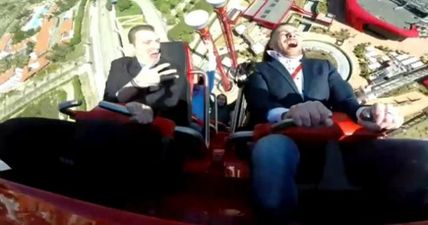 Watch as man and pigeon collide on high-speed rollercoaster