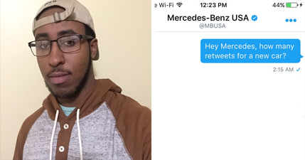 This guy got majorly trolled by Mercedes after asking for a free car