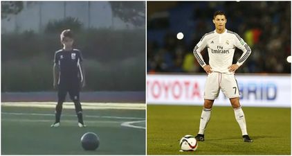 Cristiano Ronaldo’s son might be better than him at free-kicks