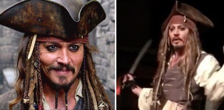 Johnny Depp showed up as Captain Jack Sparrow at the real life Pirates of the Caribbean ride