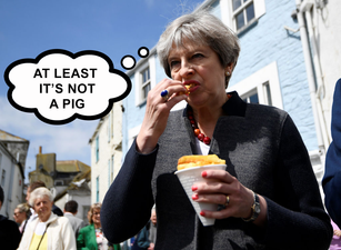 Theresa May’s inner monologue as she awkwardly eats a cone of chips