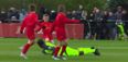 Weirdest tackle ever is closely followed by football to child’s face as Georginio Wijnaldum does his thing