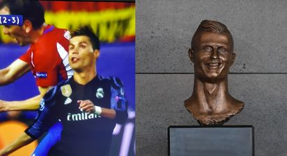 Cristiano Ronaldo (and statue) mocked after Real star is clattered by Diego Godin