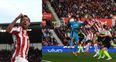 Peter Crouch appears to see the funny side to his controversial goal against Arsenal