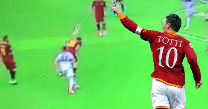 Supporters adored one of Francesco Totti’s final tricks in a Roma shirt