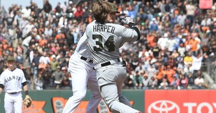 Worst helmet-throw of all time precedes chaotic baseball brawl