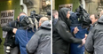 Fight breaks out at a polling station between scuffling photographer and cameraman