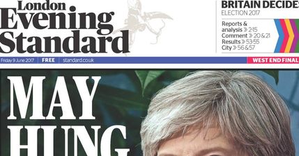 Evening Standard’s front page shows that George Osborne hasn’t exactly forgiven Theresa May