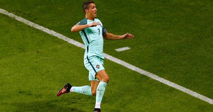 Amazing moment as Cristiano Ronaldo takes care of young pitch invader