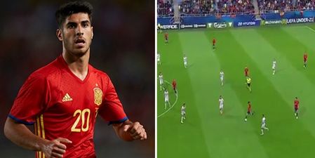 Real Madrid’s Marco Asensio has scored an absolute peach for Spain