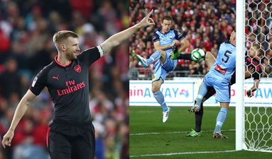 Watch Per Mertesacker score ‘overhead kick’ for Arsenal in Sydney