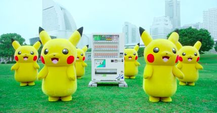 Stop what you’re doing and watch a bunch of Pikachus dance around a Pokémon vending machine