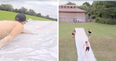 These guys were challenged to build a huuuuge waterslide and the results were truly epic