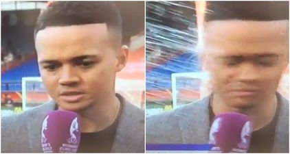 Jermaine Jenas hit by sprinkler within seconds of broadcast starting