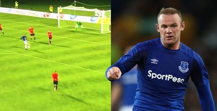 Watch: Wayne Rooney mocked for horribly miscued shot as Everton reach Europa League playoffs