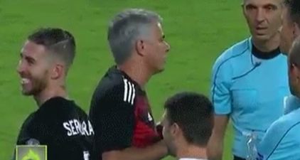 Sergio Ramos appeared to mock Jose Mourinho as he was complaining to a referee