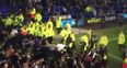 Everton match briefly stopped after trouble among away crowd at Goodison Park