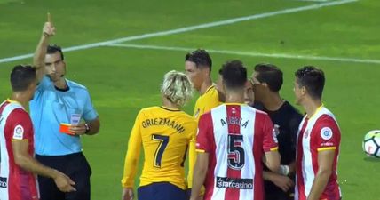 Dive and outburst earns Antoine Griezmann the first red card of his career