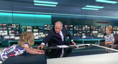 Watch: ITV News interrupted by toddler crawling on Alastair Stewart’s desk