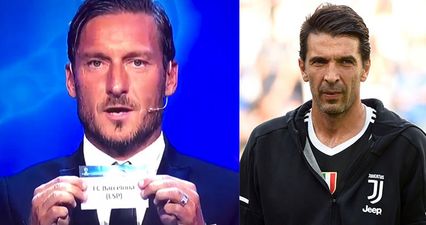 Watch: Francesco Totti couldn’t resist laughing at Gianluigi Buffon during Champions League draw