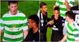 Neymar laughs and refuses to shake the hand of Celtic’s Tony Ralston at full-time