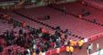 FC Köln supporters fight with stewards inside Emirates ahead of Arsenal match