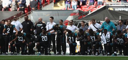 27 Jaguars and Ravens players kneel prior to NFL London game, most ever in one game