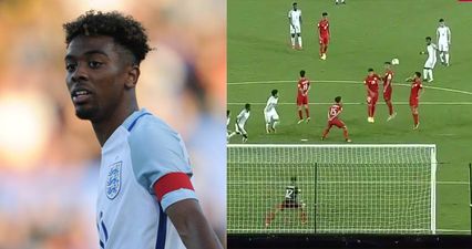 WATCH: Man United fans can’t contain excitement as youngster scores brilliant free-kick for England U-17s